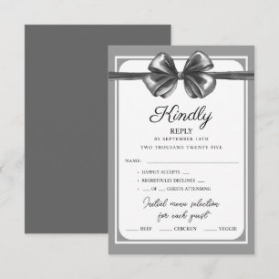 RSVP Cards Luxurious Black Bow Wedding.