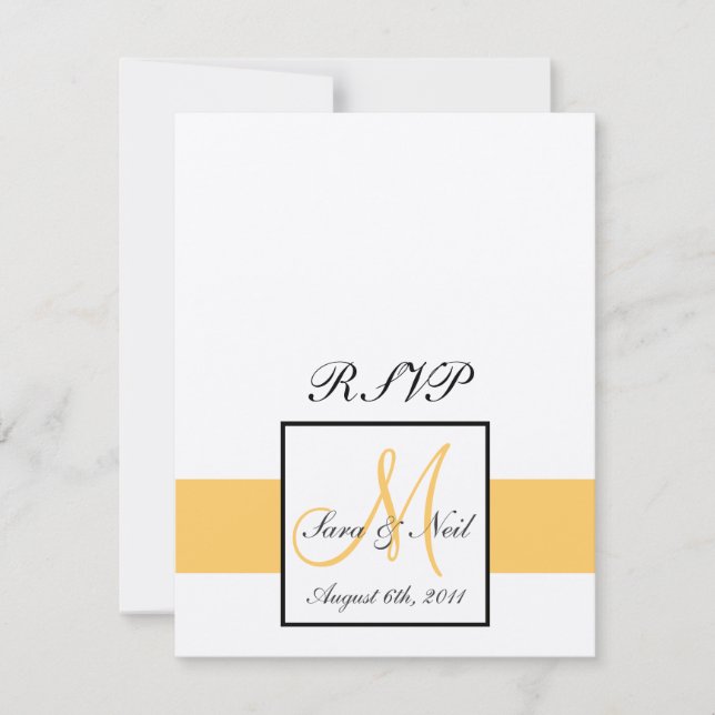 RSVP Cards Monogram Sunflower Yellow (Front)