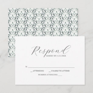 RSVP Cards Sage Green Pattern