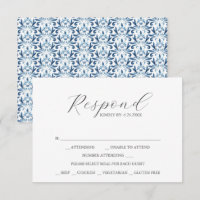 RSVP Cards with Meal Choice Dusty Blue Pattern