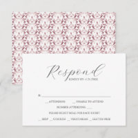 RSVP Cards with Meal Choice Dusty Rose Pattern