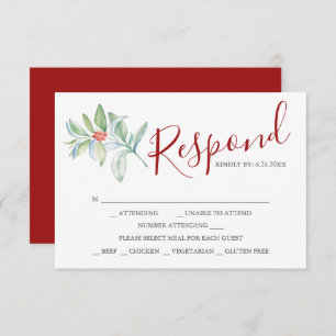 RSVP Cards with Meal Choice Red