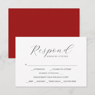 RSVP Cards with Meal Choice Red