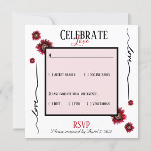RSVP celebrate Love and red flowers Invitation