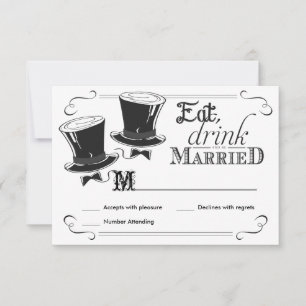 RSVP Chalkboard Gay Wedding Top Hats