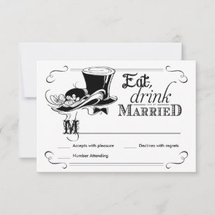 RSVP Chalkboard Vintage Wedding Hats Card