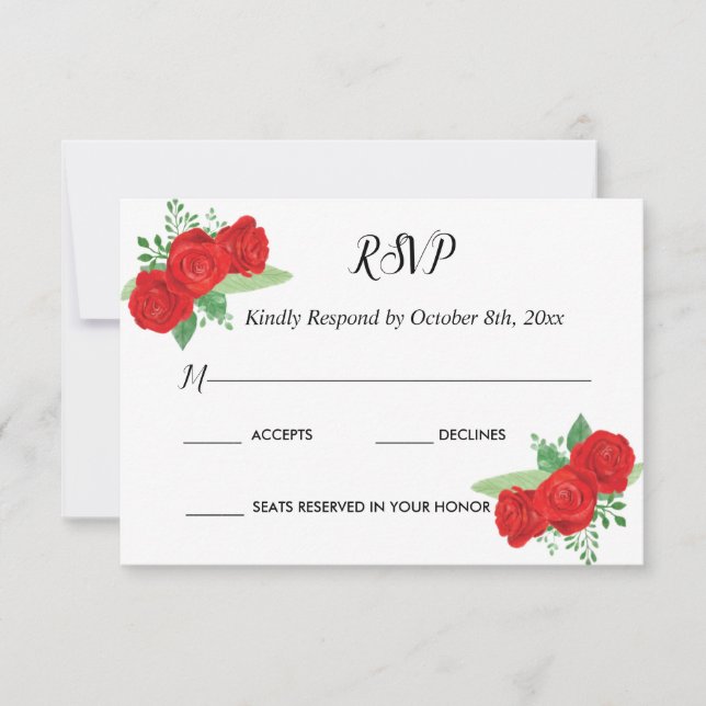 RSVP Charra Invitations, Red Roses charra Card (Front)