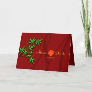 RSVP Chinese wedding invitation card with bamboo