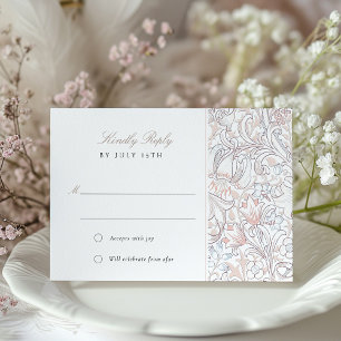 RSVP Classic Golden Lily Pastel Wedding Reply Invitation