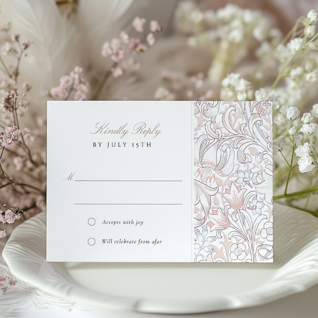 RSVP Classic Golden Lily Pastel Wedding Reply Invitation (Creator Uploaded)