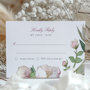 RSVP Classic Peonies Wedding Reply Invitation