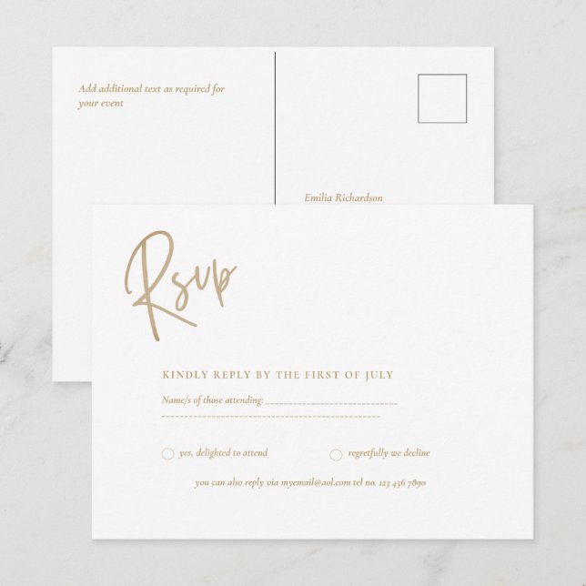 RSVP -  Classic White Gold  Postcard (Front/Back)