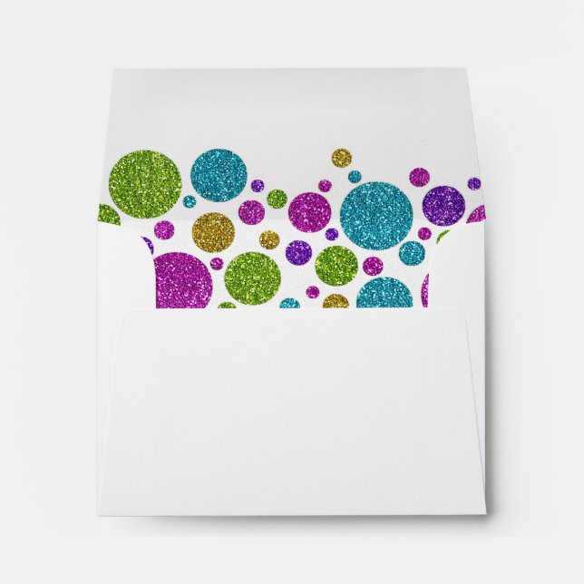 RSVP Colourful Glittery Dots on Any Colour Envelope (Back (Bottom))