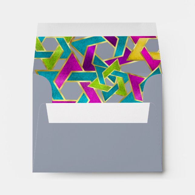 RSVP Colourful Star of David Envelope (Back (Bottom))