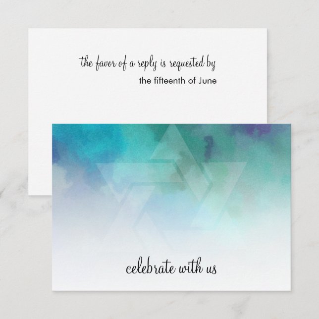 RSVP Cool Colours Aqua Blue Purple White Card (Front/Back)