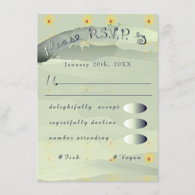 RSVP Daisy and Grey Enclosure Card (Front)