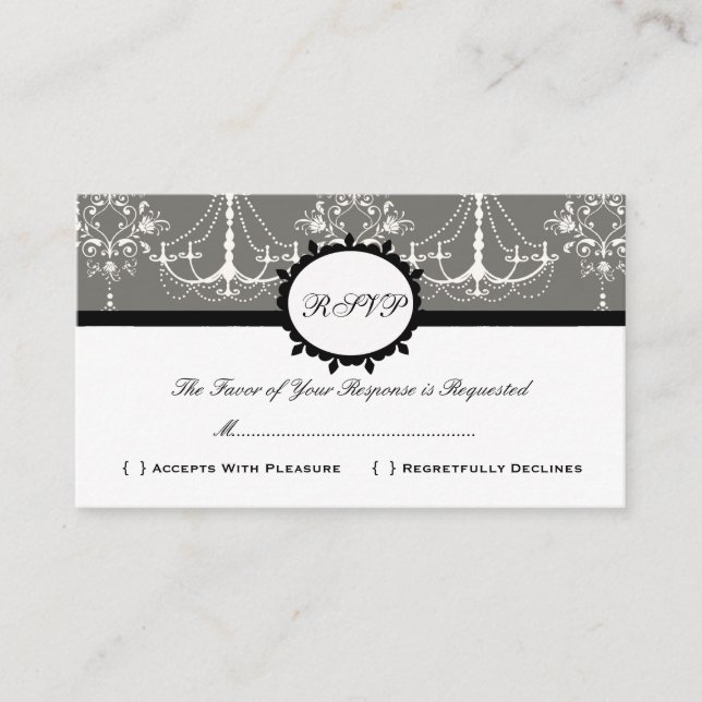 RSVP Damask Vintage Custom Wedding Response Card (Front)