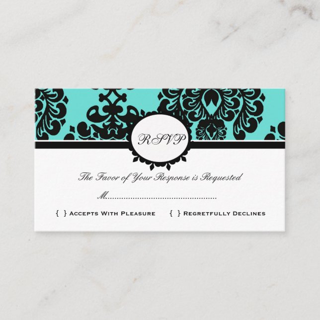 RSVP Damask Vintage Custom Wedding Response Card (Front)