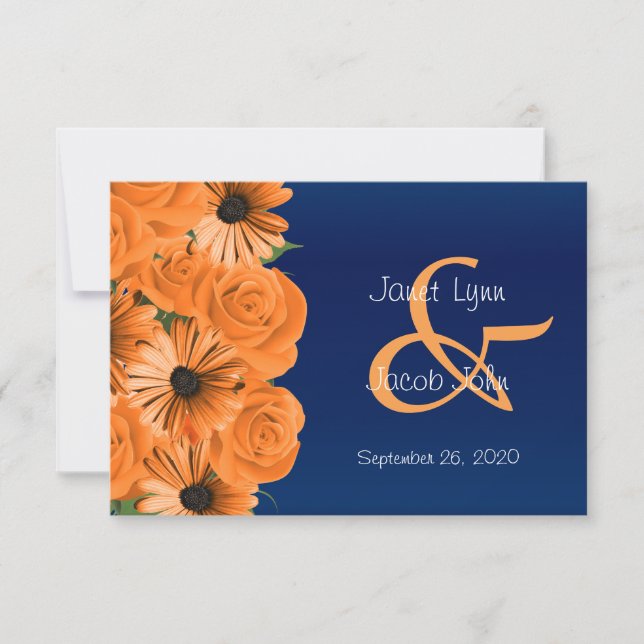 RSVP Dark Blue with Orange Roses (Front)