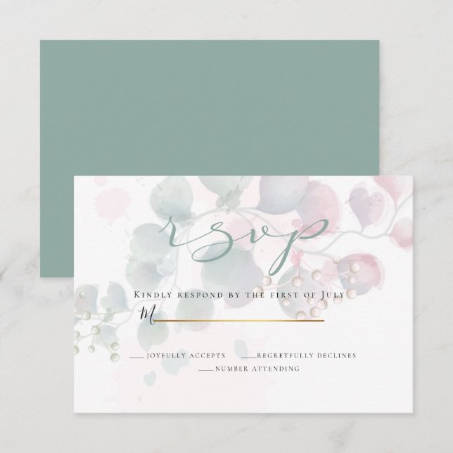 RSVP | Delicate Watercolor Eucalyptus Foliage Invitation (Front/Back)