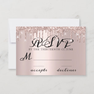 RSVP Drips Sweet 16th Wedding Bridal Shower Rose Card