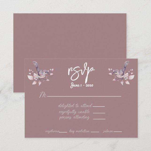 RSVP Dusty Burgundy Watercolor  Card (Front/Back)