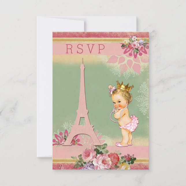 RSVP Eiffel Tower Princess Baby Shower (Front)