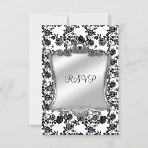 RSVP Elegant 50th Birthday Silver Black White Fl