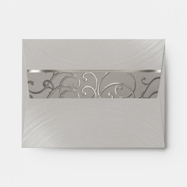RSVP Elegant All Silver Filigree Swirls Envelope (Back (Top Flap))