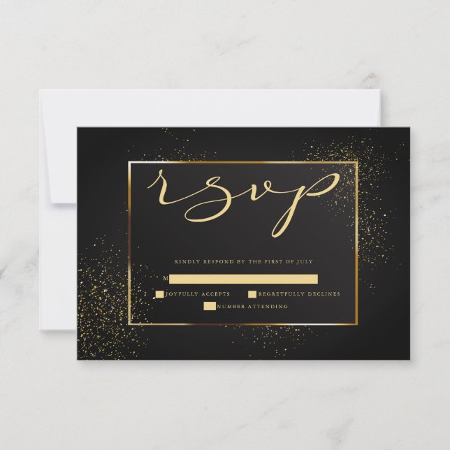 RSVP | Elegant Black and Gold Glitter Card (Front)