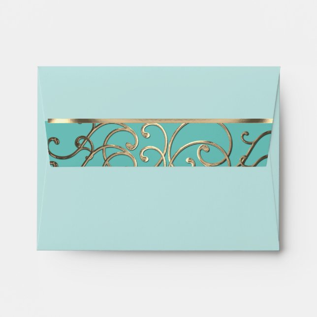 RSVP Elegant Coose Colours Gold Filigree Envelope (Back (Top Flap))