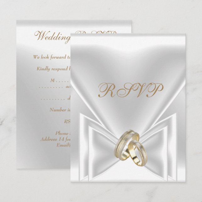 RSVP Elegant Event Gold Silver White Invitation (Front/Back)