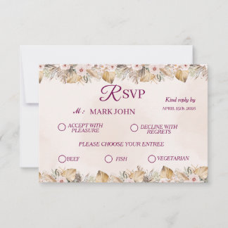 RSVP  Elegant Floral Gold Wedding