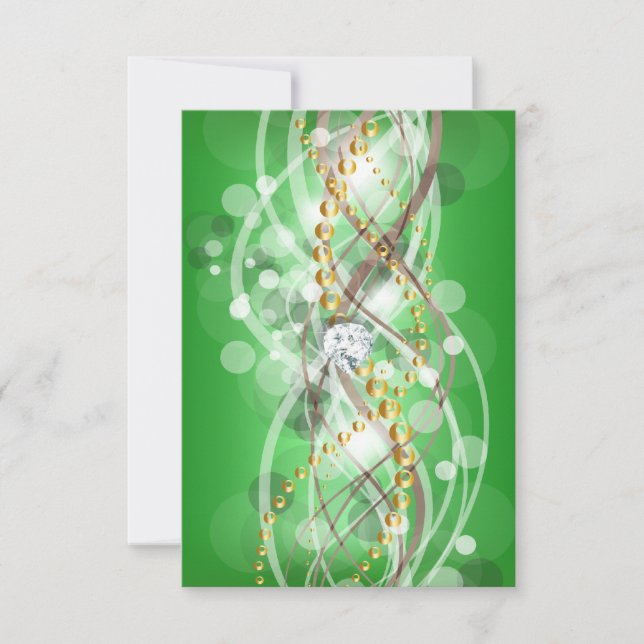 RSVP Elegant Lime Green Gold Diamond Jewel Party (Front)