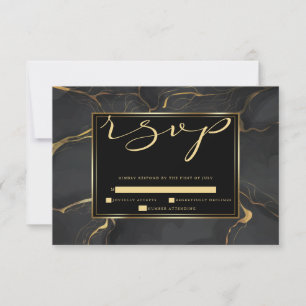 RSVP Elegant Marbled Gold and Black Card