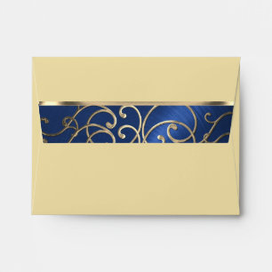 RSVP Elegant Navy Blue and Gold Filigree Envelope