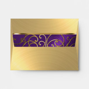 RSVP Elegant Purple and Gold Filigree Envelopes