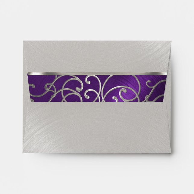 RSVP Elegant Purple and Silver Filigree Envelopes (Back (Top Flap))