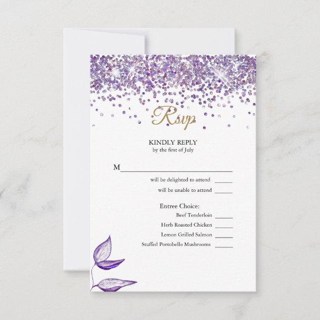 RSVP Elegant Purple Glitter and Foliage (Front)