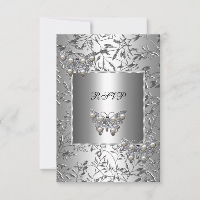 RSVP Elegant Silver Floral Butterfly Jewel (Front)