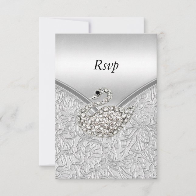 RSVP Elegant Silver  White Swan Birthday Party (Front)