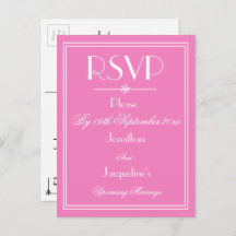 RSVP Elegant Wedding Personalised Names Pink RSVP