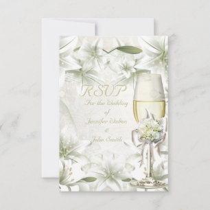 RSVP Elegant Wedding White Beige Green Champagne Card