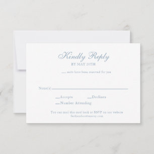 RSVP Enclosure Card Dusty Blue Wedding Invite