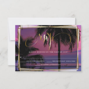 RSVP Exotic Tropical Night Wedding BarefootBride™ Card