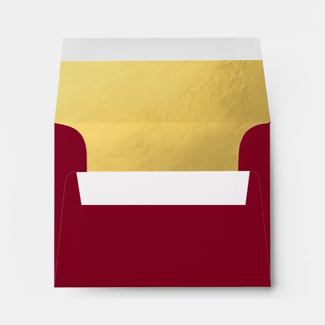 RSVP Faux Gold Foil Insert BERRY Wedding Envelope (Back (Bottom))