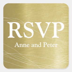 RSVP faux gold wedding  Square Sticker