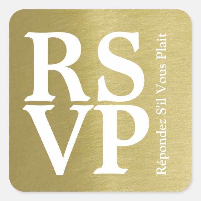 RSVP faux-gold wedding  Square Sticker (Front)