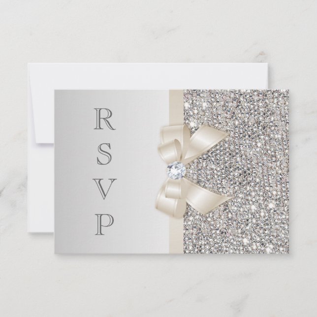 RSVP Faux Silver Sequins Light Champagne Bow (Front)