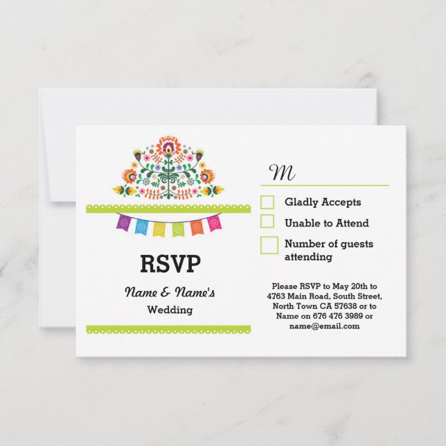 RSVP Fiesta Mexican Print Cards  Wedding Party (Front)